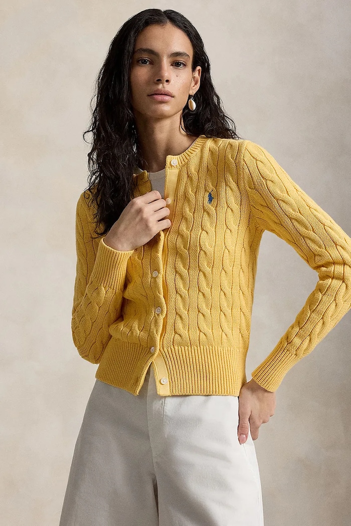 Polo Ralph Lauren COTTON-LSL-CRD kardigan bavlněný dámský žlutá 211971868507