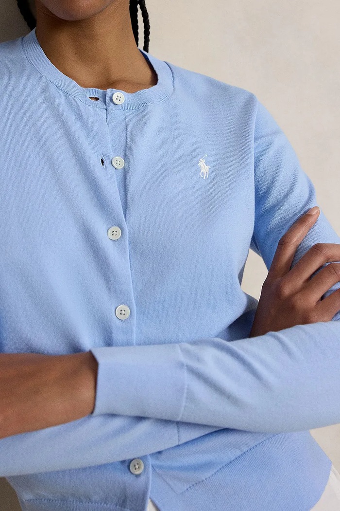 Polo Ralph Lauren PIMA COTTON-LSL-CRD жилетка дамска с памук син 211971871504