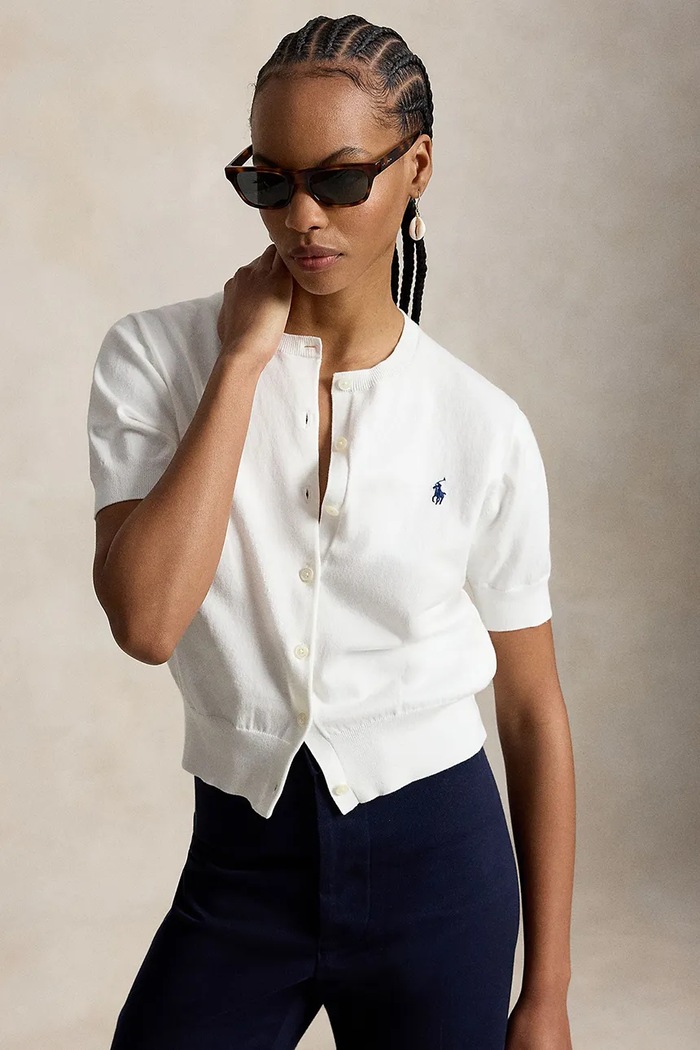 Polo Ralph Lauren Ζακέτα γυναικεία βαμβακερή Pima Cotton λευκό 211A12718001