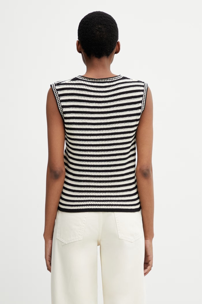 Oblečení Anine Bing LOWEN SWEATER - BLACK AND IVORY STRIPE halenka dámská s bavlnou pruhovaná A.09.11919.MTL81 černá