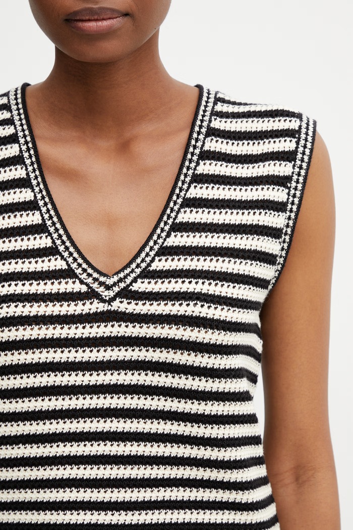 Anine Bing LOWEN SWEATER - BLACK AND IVORY STRIPE halenka dámská s bavlnou pruhovaná černá A.09.11919.MTL81