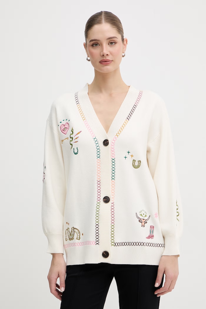 Never Fully Dressed cardigan pentru femei bej NFDKN836