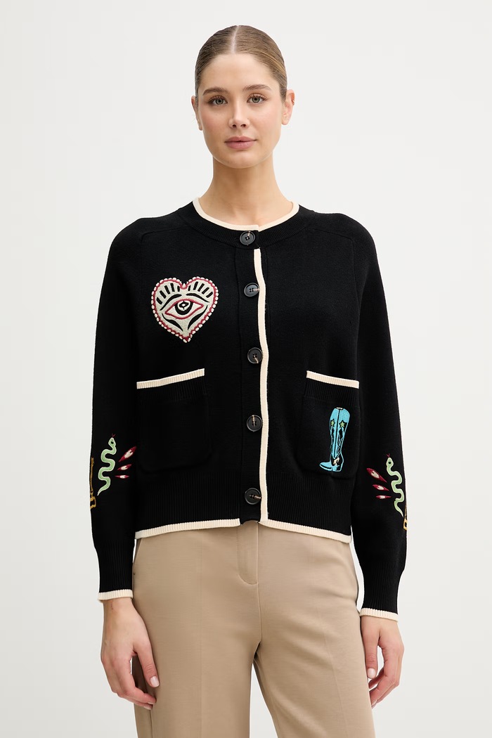 Never Fully Dressed cardigan pentru femei negru NFDKN833