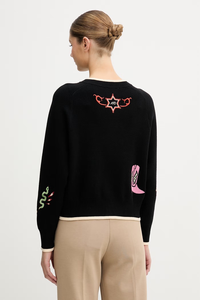 Never Fully Dressed cardigan pentru femei NFDKN833 negru SS26