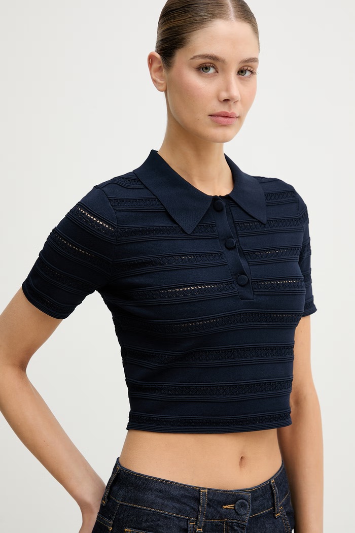 Blugirl Blumarine polo tričko dámske s viskózou tmavomodrá RA6052.MA89R