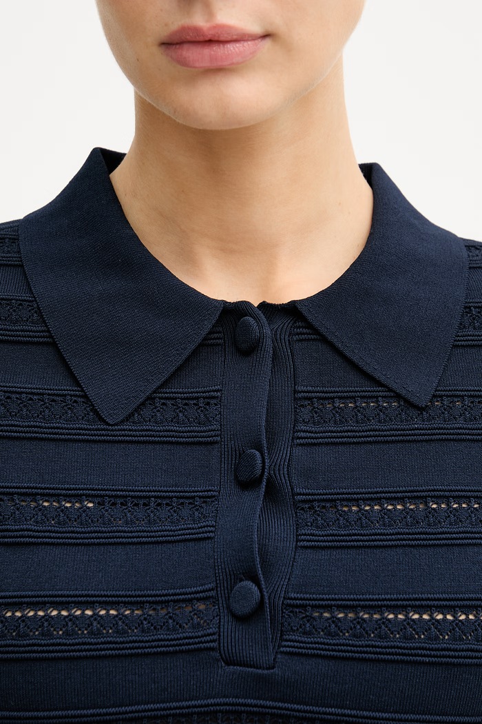 Blugirl Blumarine polo tričko dámske s viskózou RA6052.MA89R tmavomodrá