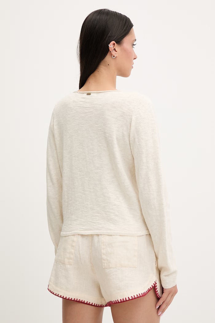 Îmbrăcăminte Rip Curl cardigan pentru femei, din bumbac PACIFIC KNIT CARDI 03RWKN bej