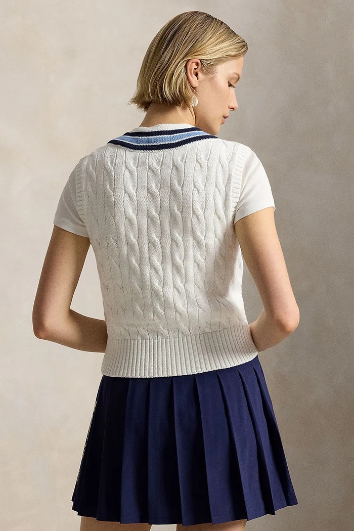 Polo Ralph Lauren kamizelka damska bawełniana 211B15808 beżowy SS26