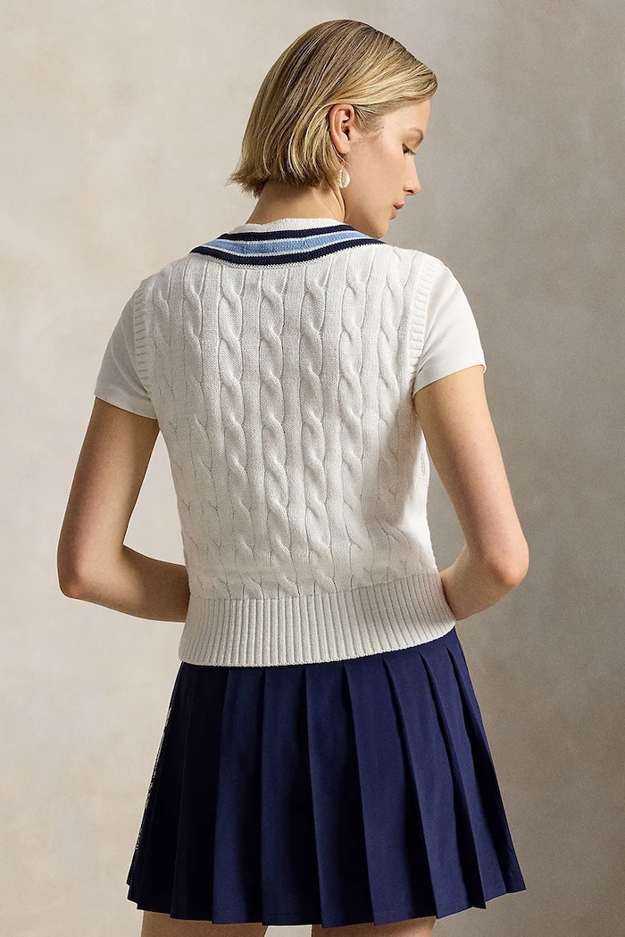 Polo Ralph Lauren kamizelka damska bawełniana 211B15808 beżowy SS26