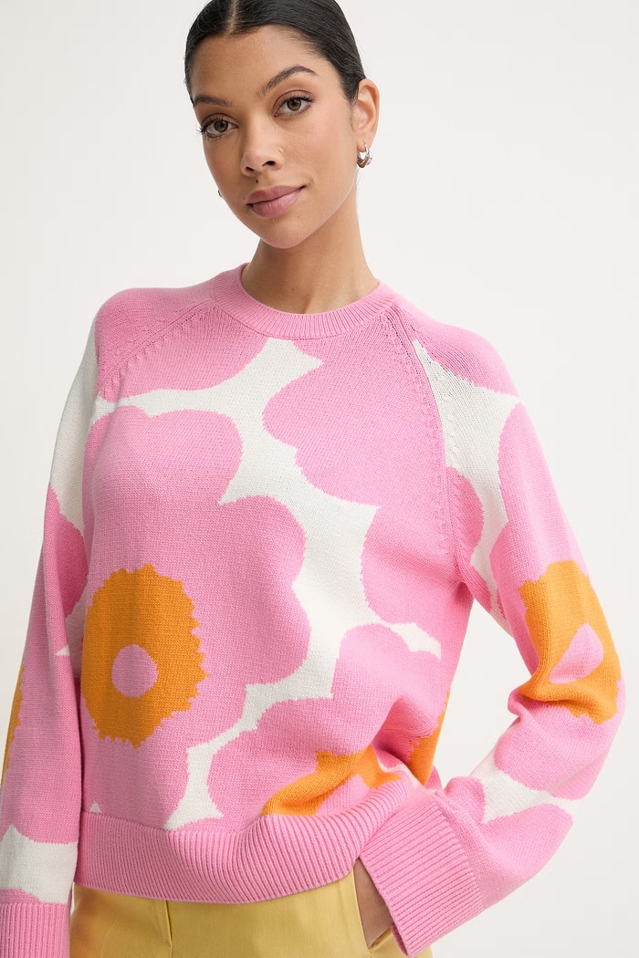 Marimekko Πουλόβερ γυναικείο βαμβακερό ροζ 095493