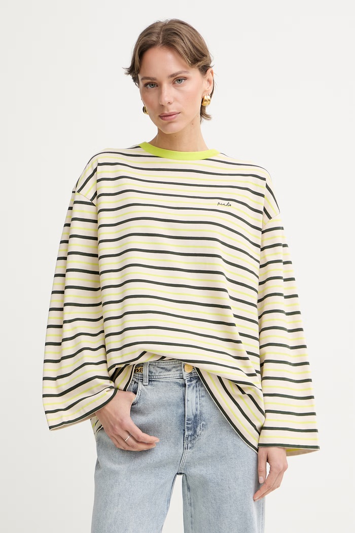 Pinko longsleeve pentru femei, din bumbac bej 107728.A3ML
