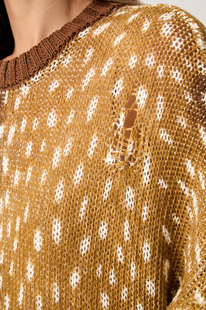 The Ragged Priest sweter damski bawełniany RPSS261088KW brązowy