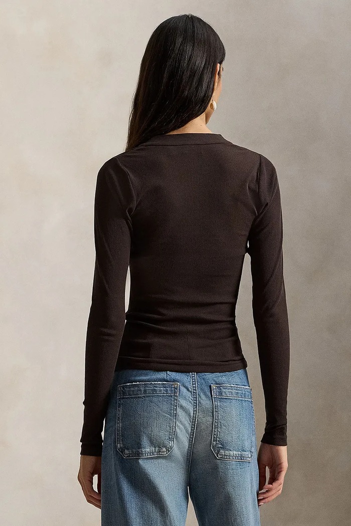 Polo Ralph Lauren μακρυμάνικο γυναικείο βαμβακερό 211A96262 καφέ SS26