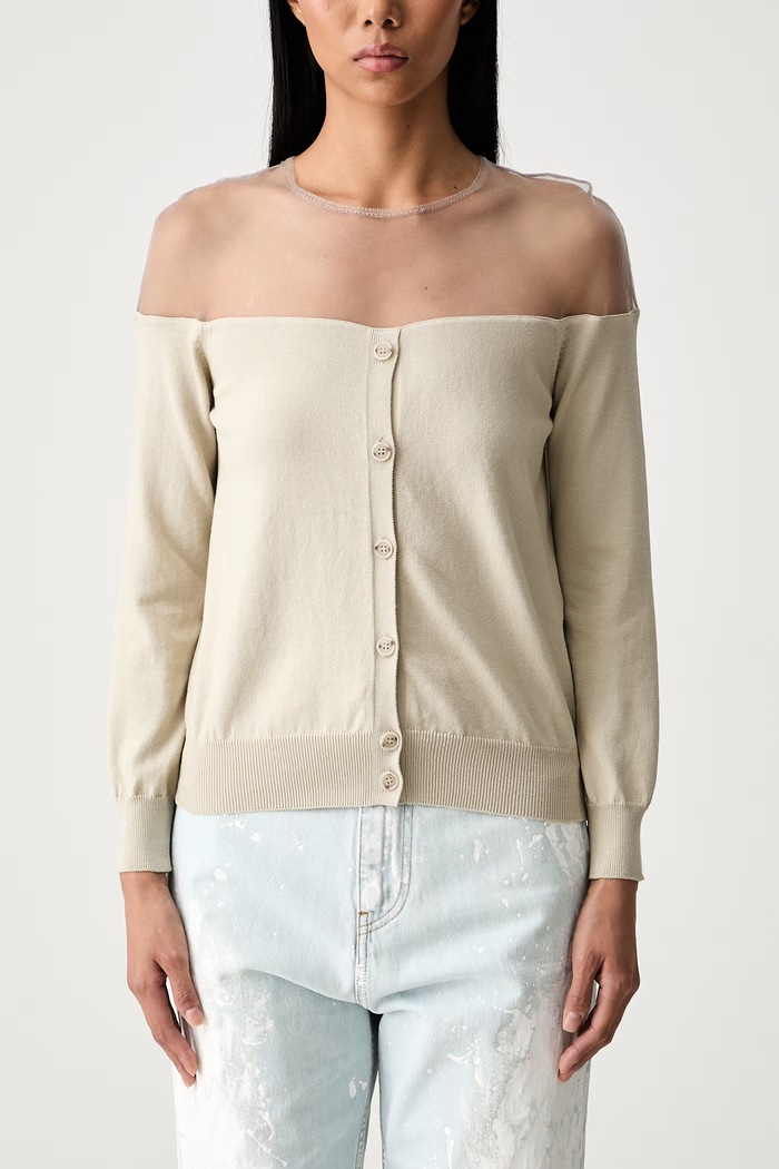 MM6 Maison Margiela sweter damski z bawełną S62HP0043.M13273 beżowy