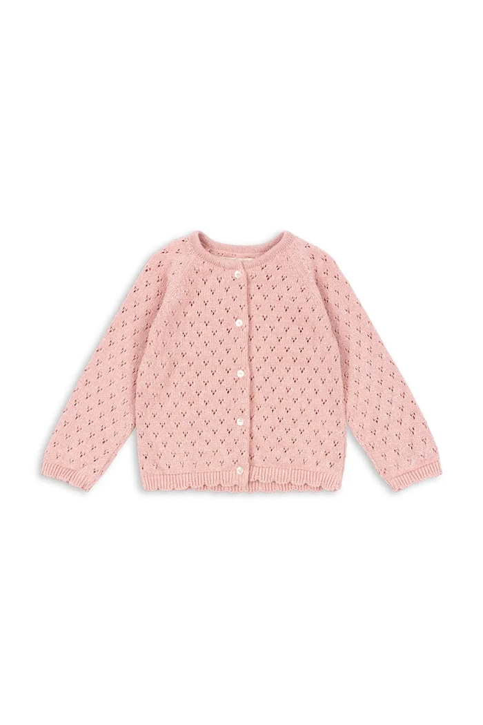 Konges Sløjd cardigan din bumbac pentru copii HANNAH CARDIGAN uni roz KS104311.PreSpring