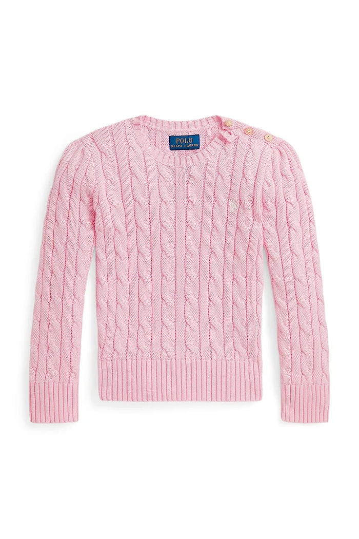 Παιδικό βαμβακερό πουλόβερ Polo Ralph Lauren 312901316010 ροζ SS26