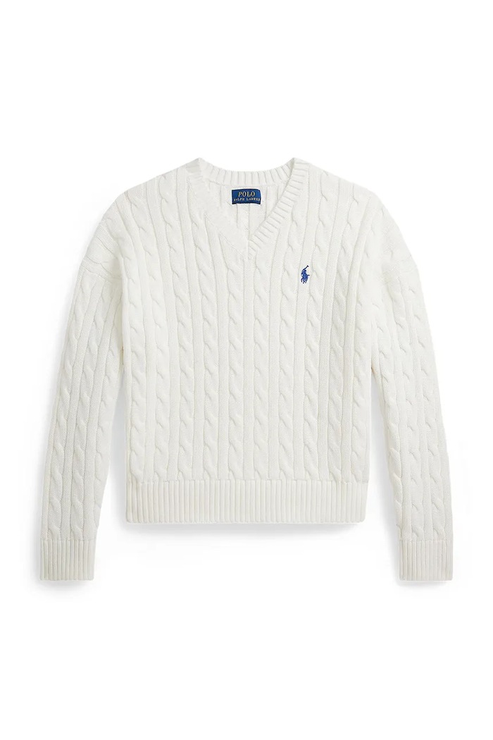 Detský bavlnený sveter Polo Ralph Lauren stredne hrubá biela 313A11238001