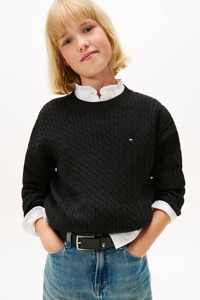 Παιδικό βαμβακερό πουλόβερ Tommy Hilfiger άλλο μαύρο KG0KG08848.116.122.PPY2