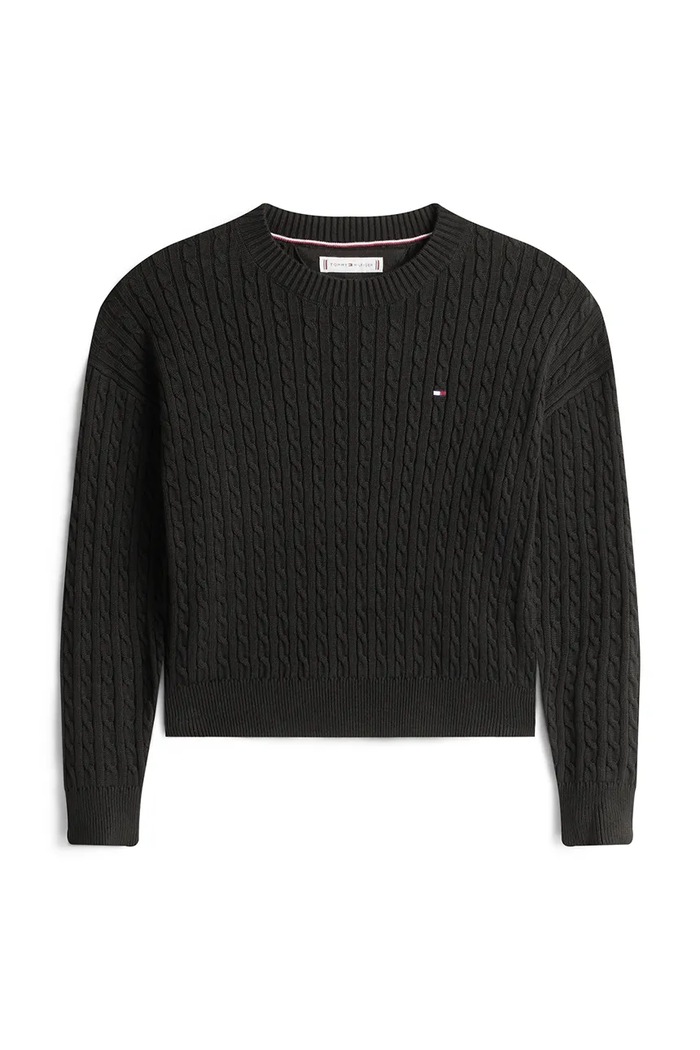 Παιδικό βαμβακερό πουλόβερ Tommy Hilfiger KG0KG08848.116.122.PPY2 μαύρο SS26