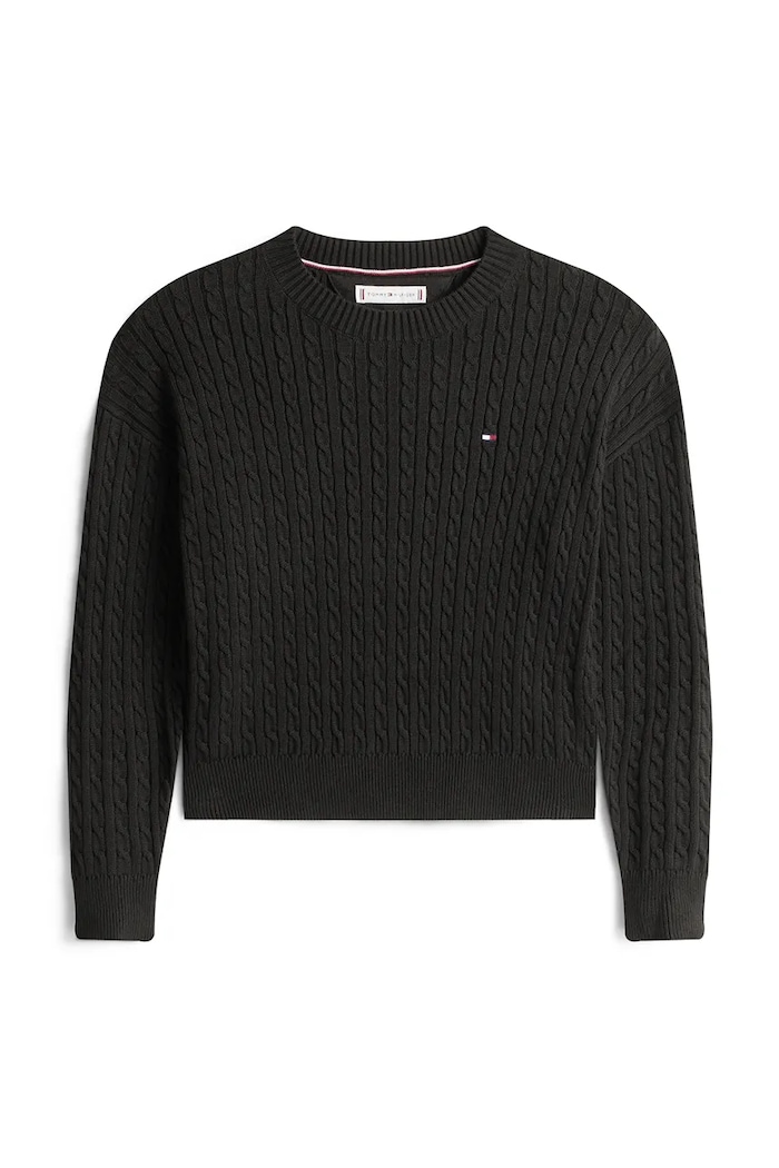 Παιδικό βαμβακερό πουλόβερ Tommy Hilfiger KG0KG08848.128.176.PPY2 μαύρο SS26