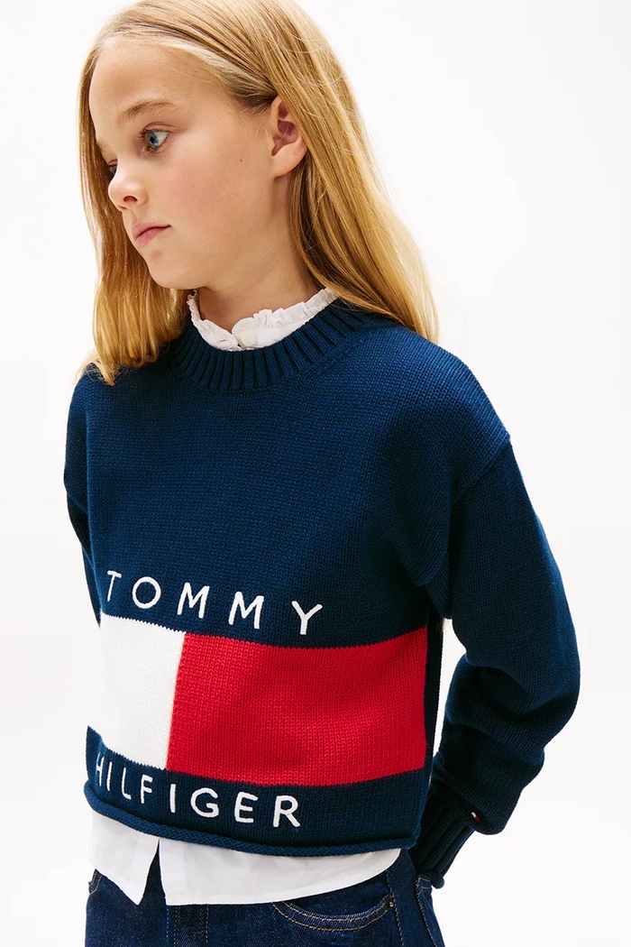 Tommy Hilfiger pulover de bumbac pentru copii KG0KG08922.116.122.PPY2 bleumarin