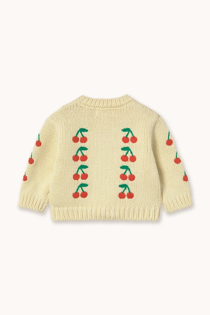 Detský bavlnený kardigan Tinycottons MINI CHERRIES KNITTED BABY CARDIGAN SS26.389 žltá SS26