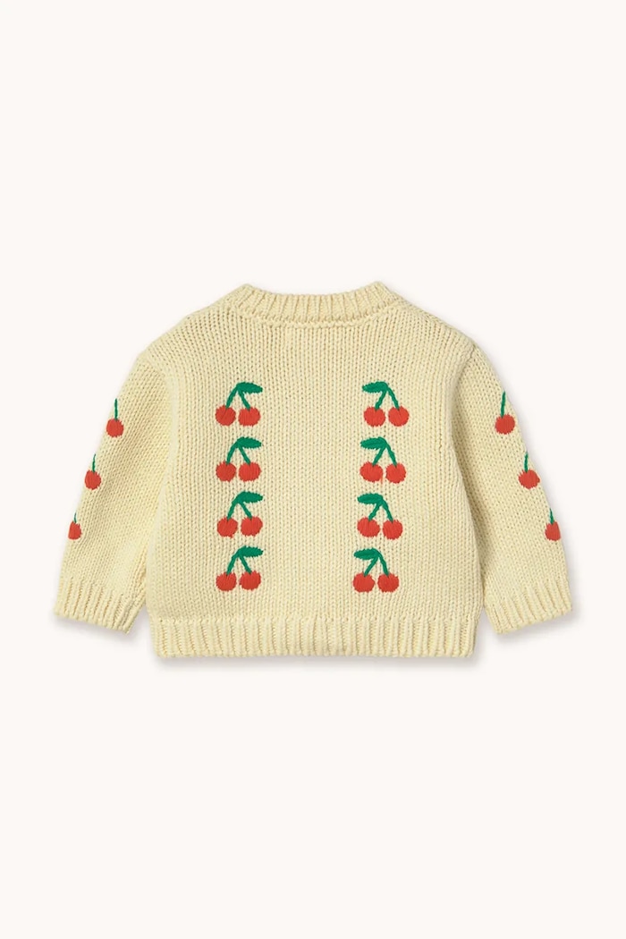 Detský bavlnený kardigan Tinycottons MINI CHERRIES KNITTED BABY CARDIGAN SS26.389 žltá SS26