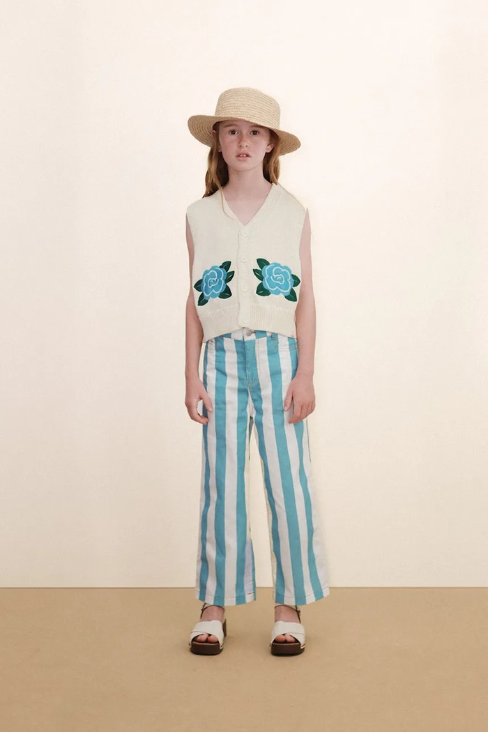 Detská bavlnená vesta Tinycottons FLOWERS KNITTED VEST SS26.405
