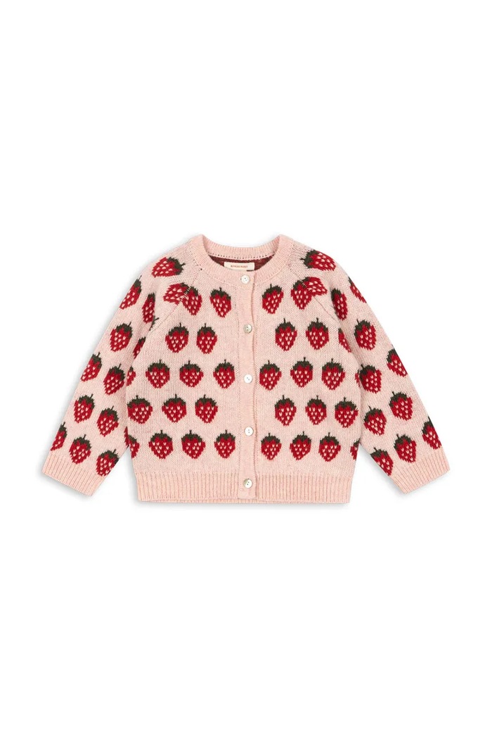 Konges Sløjd kardigan z dodatkiem wełny dziecięcy BELOU KNIT CARDIGAN średniej grubości różowy KS104693.PPY2