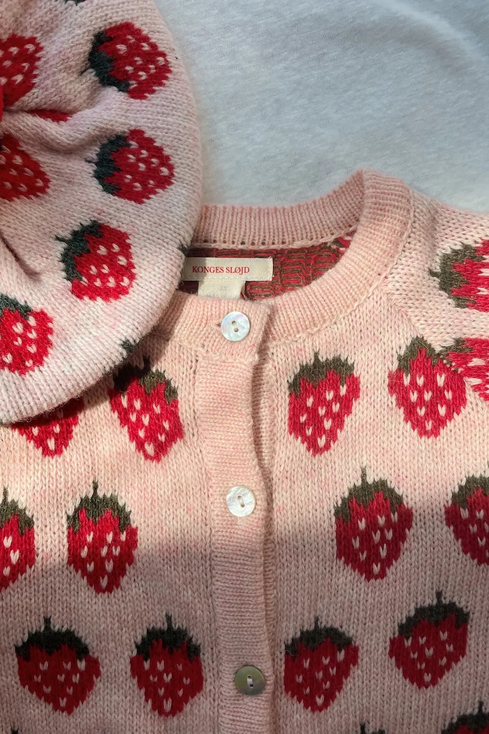 Konges Sløjd kardigan z dodatkiem wełny dziecięcy BELOU KNIT CARDIGAN różowy KS104693.PPY2