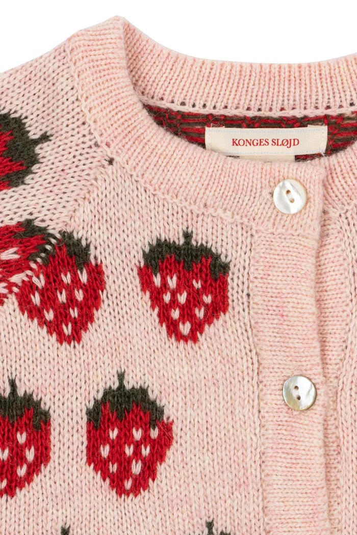 Dziewczynka Konges Sløjd kardigan z dodatkiem wełny dziecięcy BELOU KNIT CARDIGAN KS104693.PPY2 różowy