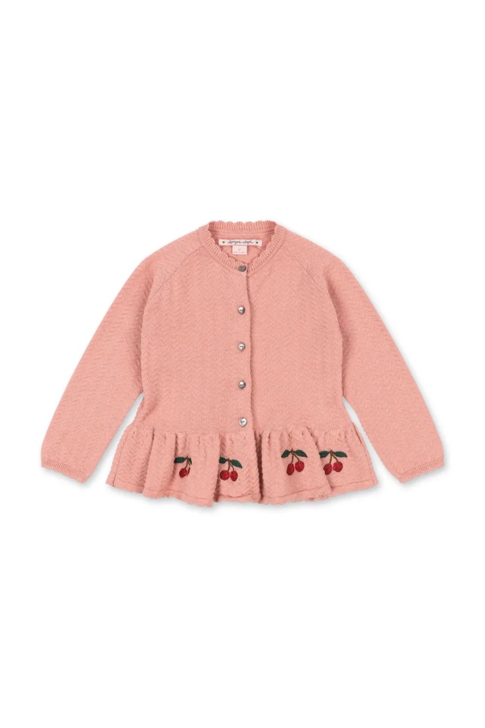 Дитячий бавовняний кардиган Konges Sløjd CYPRES CARDIGAN GOTS аплікація рожевий KS104755.PPY2