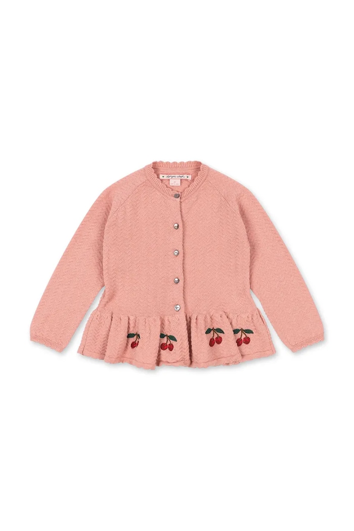 Дитячий бавовняний кардиган Konges Sløjd CYPRES CARDIGAN GOTS аплікація рожевий KS104755.PPY2