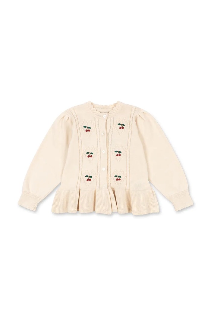 Detský bavlnený kardigan Konges Sløjd SOLEIL CARDIGAN GOTS stredne hrubá béžová KS105083.PPY2