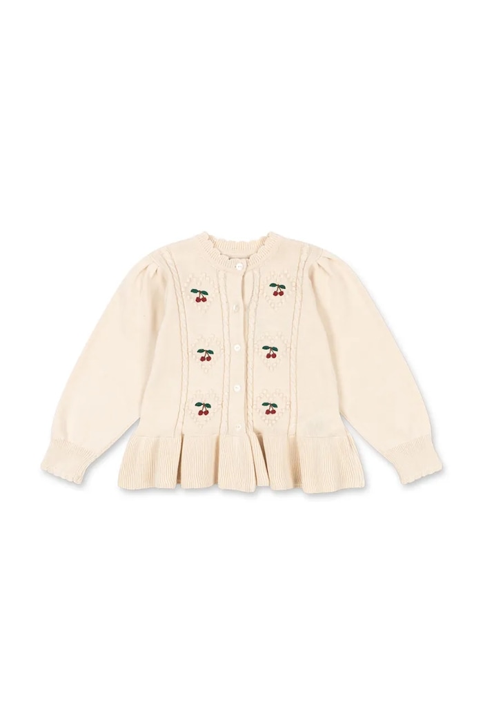 Detský bavlnený kardigan Konges Sløjd SOLEIL CARDIGAN GOTS stredne hrubá béžová KS105083.PPY2