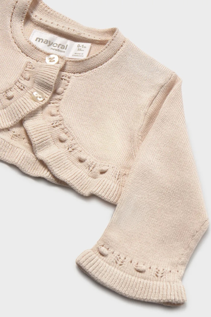 Dziewczynka Mayoral Newborn kardigan niemowlęcy 318.2L.Newborn.PPY2 beżowy