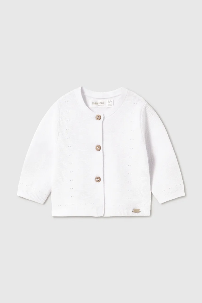 Mayoral Newborn cardigan bebe uni alb 1305.2B.Newborn.PPY2