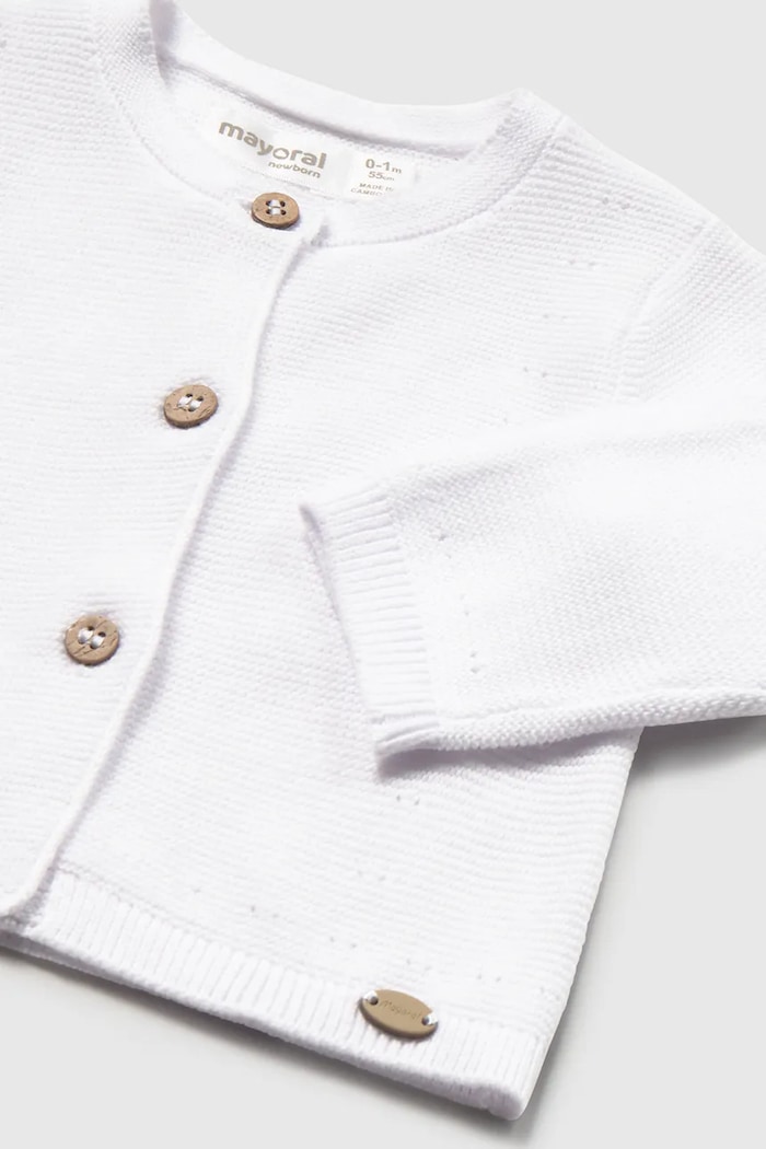 Fete Mayoral Newborn cardigan bebe 1305.2B.Newborn.PPY2 alb
