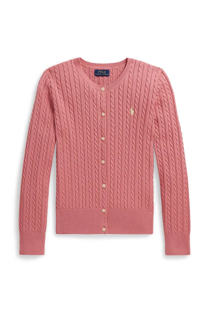 Polo Ralph Lauren kardigan bawełniany dziecięcy pozostałe różowy 313543047504