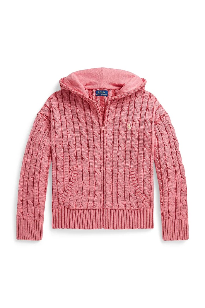 Polo Ralph Lauren cardigan din bumbac pentru copii uni roz 313A11275001
