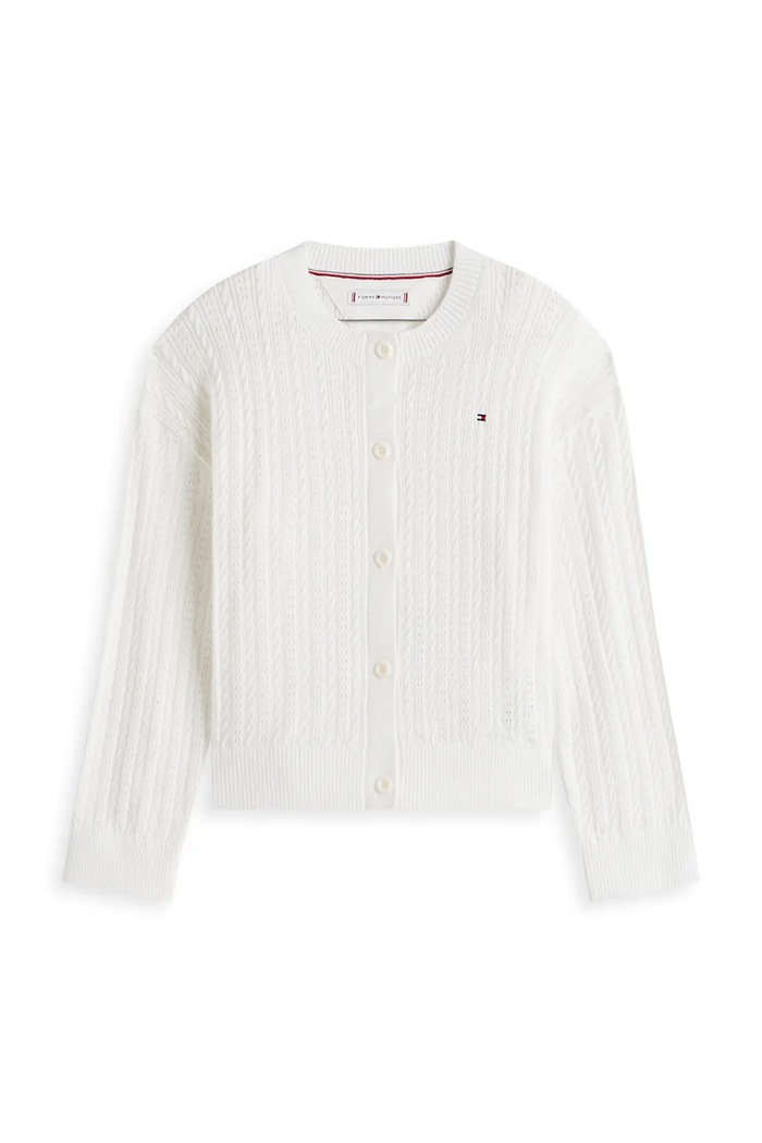 Tommy Hilfiger cardigan pentru copii, din bumbac KG0KG09378.98.122.PPY2 alb SS26