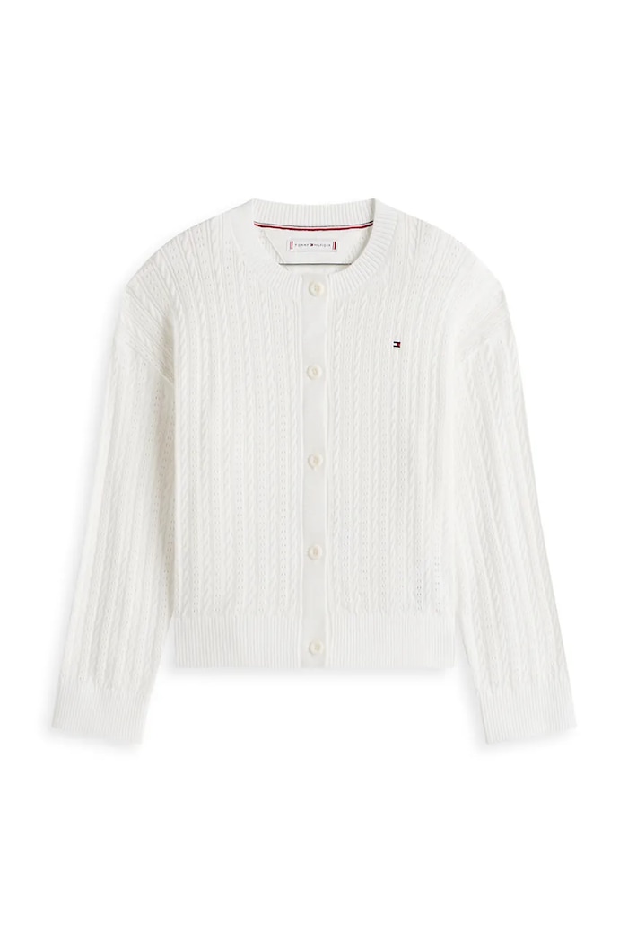 Tommy Hilfiger cardigan pentru copii, din bumbac KG0KG09378.98.122.PPY2 alb SS26