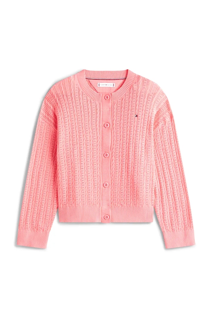 Tommy Hilfiger cardigan pentru copii, din bumbac KG0KG09378.98.122.PPY2 roz SS26