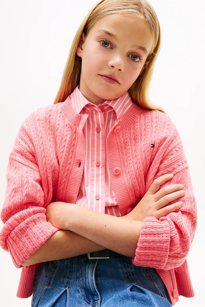 Tommy Hilfiger cardigan pentru copii, din bumbac KG0KG09378.98.122.PPY2 roz