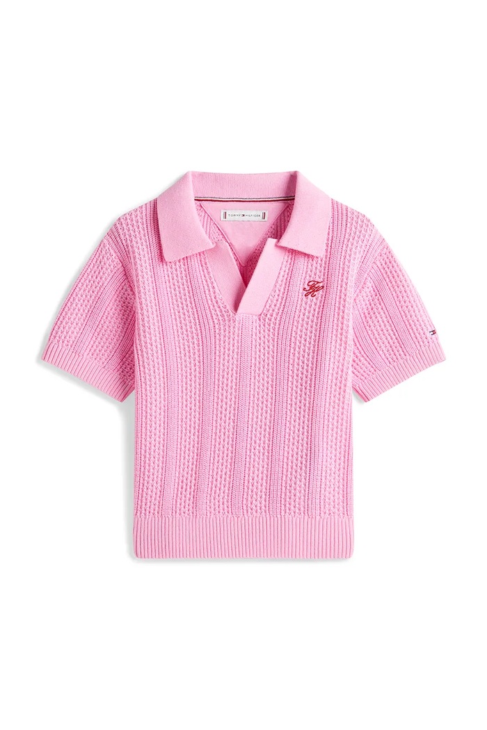 Tommy Hilfiger svetr s krátkým rukávem dětský bavlněný KG0KG09524.128.176.PPY2 růžová SS26