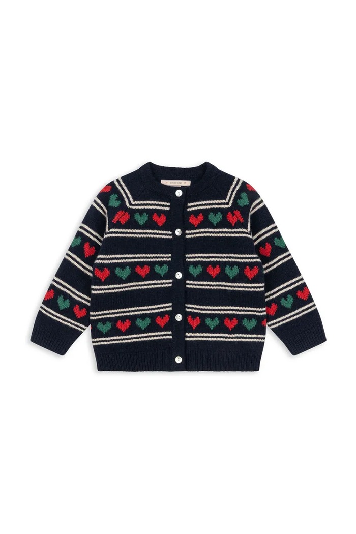 Konges Sløjd kardigan z dodatkiem wełny dziecięcy BELOU KNIT CARDIGAN KS104225.PreSpring granatowy SS26