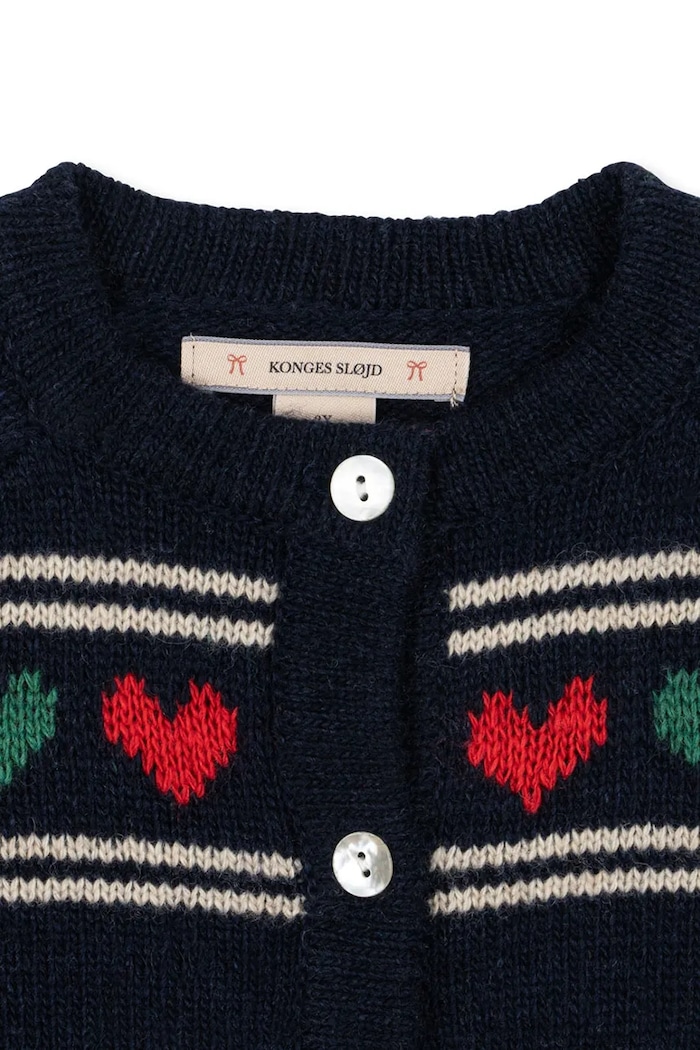 Konges Sløjd kardigan z dodatkiem wełny dziecięcy BELOU KNIT CARDIGAN granatowy KS104225.PreSpring