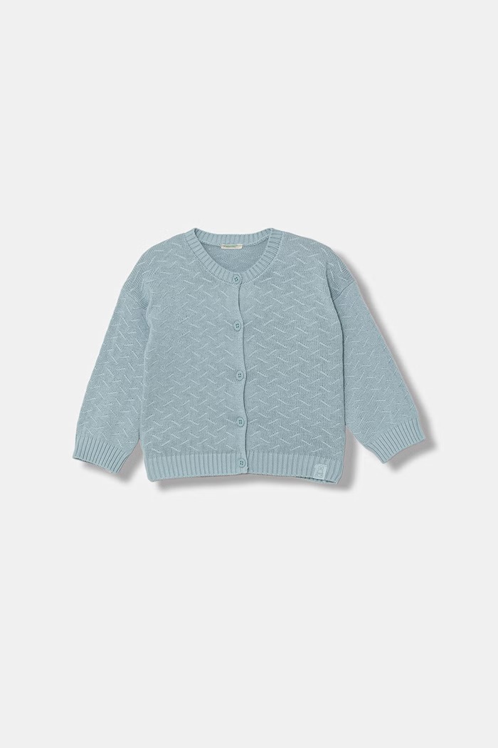 Detský bavlnený sveter na gombíky United Colors of Benetton modrá 120YA5014.W.Stagionale