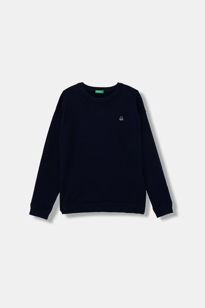 Detský bavlnený sveter United Colors of Benetton tmavomodrá 120YC10A2.G.Stagionale