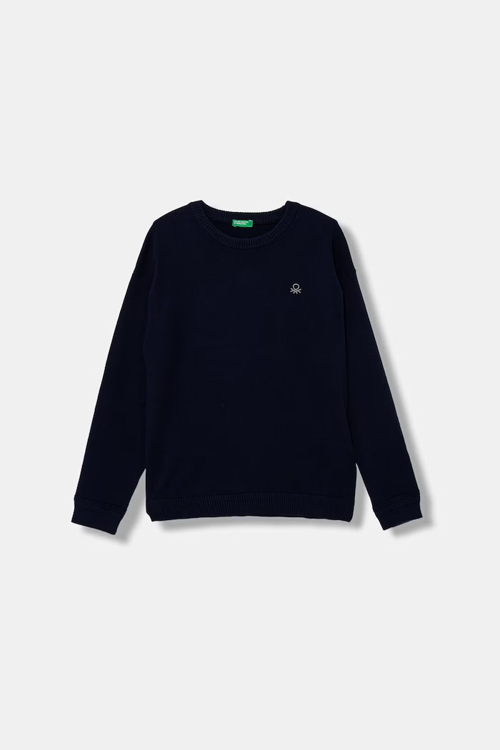 Detský bavlnený sveter United Colors of Benetton tmavomodrá 120YC10A2.G.Stagionale